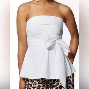 Elegant NY & Co White Strapless Top with Bow